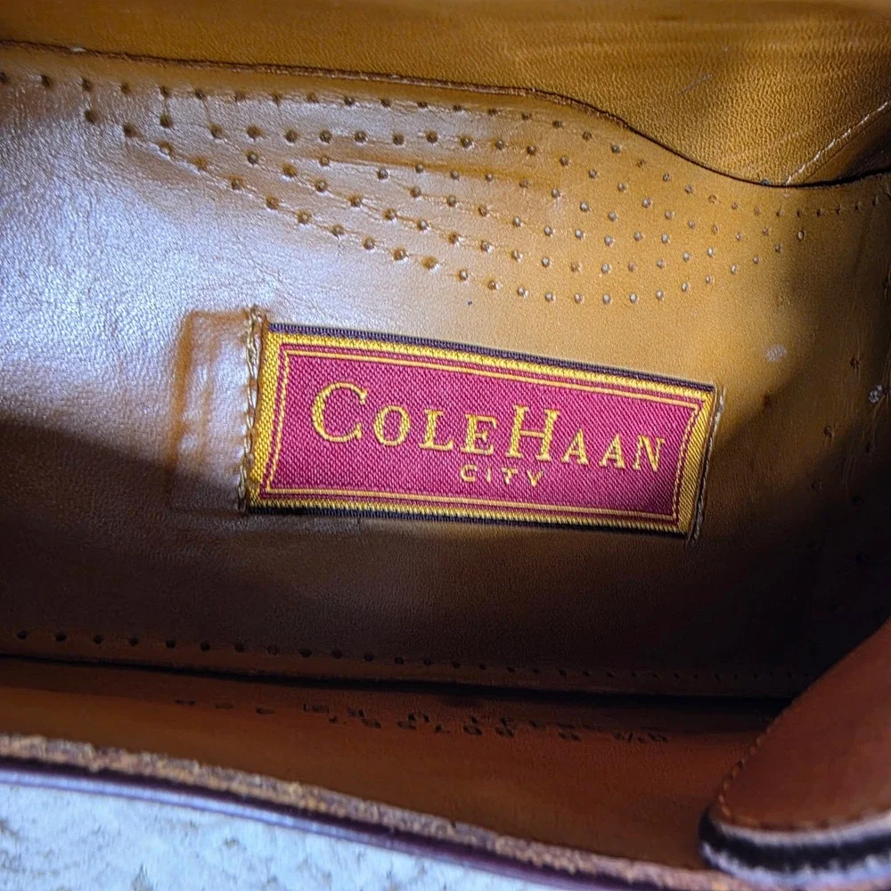 VTG Cole Haan City Cap Toe Oxford Shoes Burgundy Oxblood Leather Mens 9.5 D